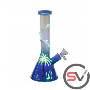 PALM TREE PARADISE BEAKER  9inch (GLOW IN DARK)